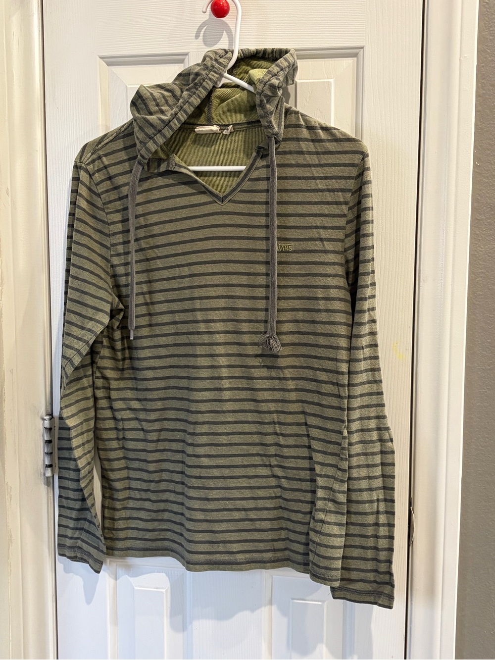 Vans Striped Olive Hooded Long-Sleeve Shirt - Men's